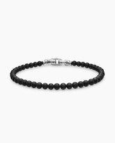 Spiritual Beads Bracelet in Black Onyx with Sterling Silver, 4mm